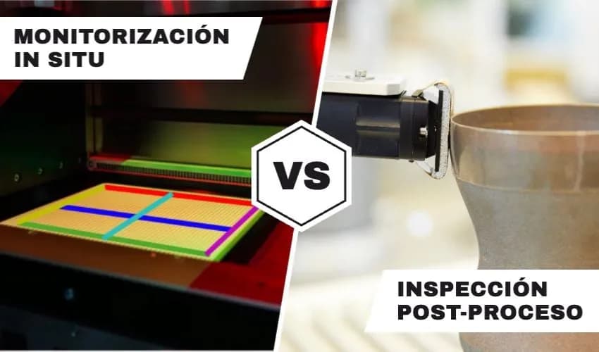 Comparativa entre monitorización in situ e inspección post-proceso en fabricación aditiva